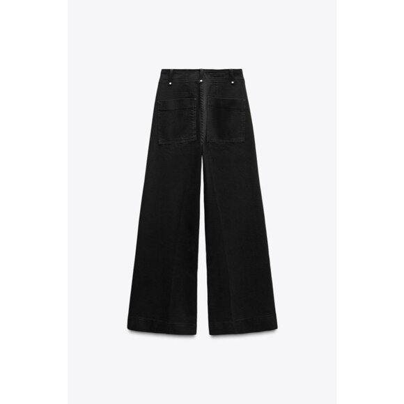 Zara Womens Jeans EU 40 US 8 ZW Tailored Wide Leg Black Denim 8246/042 NWT - Picture 4 of 16